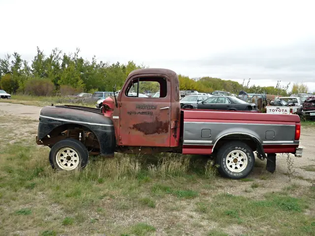 Hybrid old truck in a salvage yard